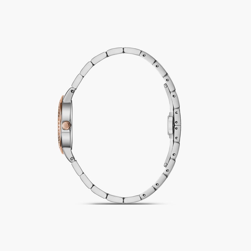 OMAX ساعة أومكس النسائية الفضية والوردية الذهبية - Image 2